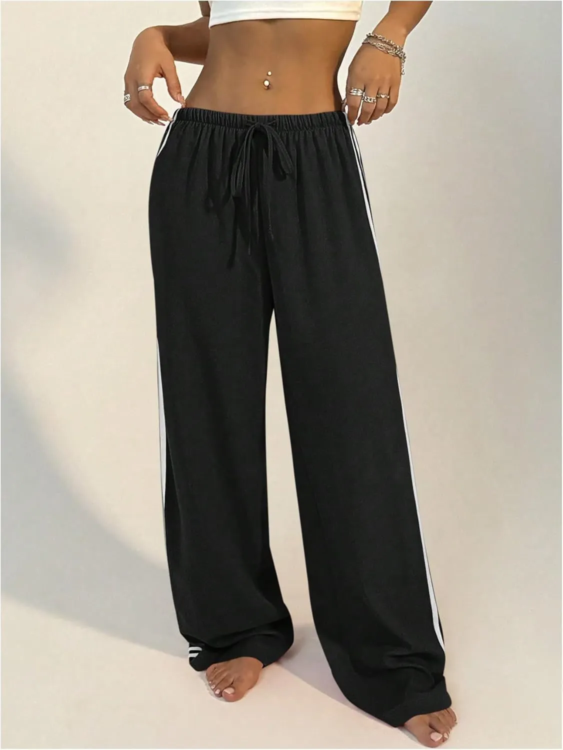 SHENHE Women's Wide Leg Loose Sweatpants Low Rise Y2k Drawstring Workout Sports Pants