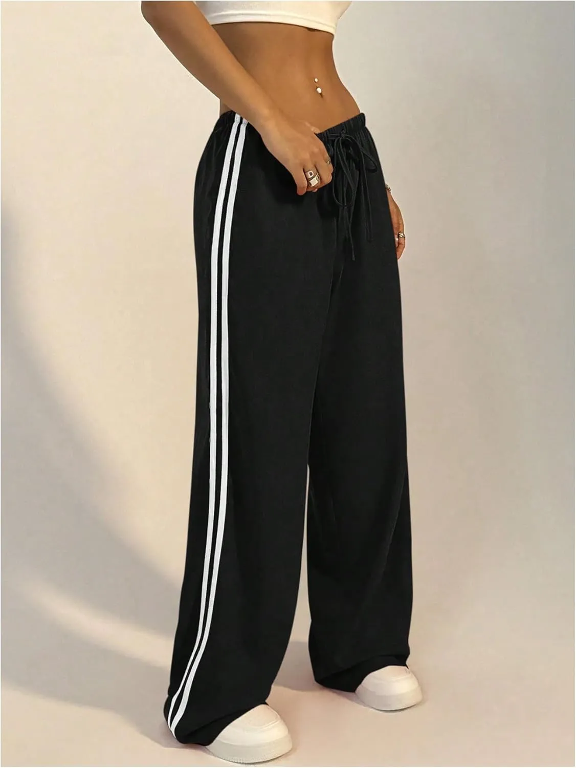 SHENHE Women's Wide Leg Loose Sweatpants Low Rise Y2k Drawstring Workout Sports Pants
