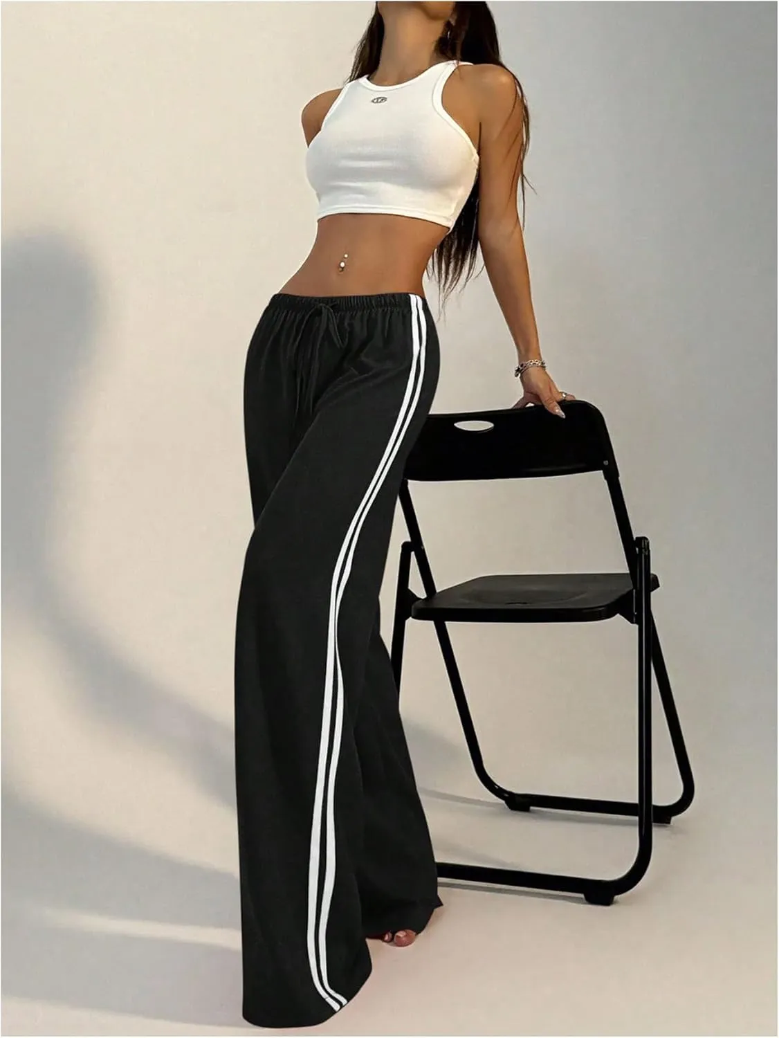 SHENHE Women's Wide Leg Loose Sweatpants Low Rise Y2k Drawstring Workout Sports Pants