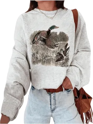 SOLY HUX Plus Size Sweatshirt for Women Graphic Print Drop Shoulder Long Sleeve Vintage Pullover Fall Tops