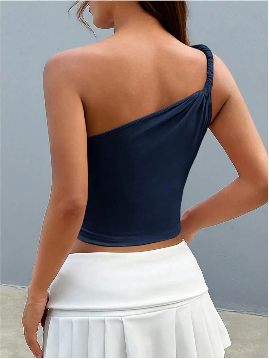 SOLY HUX Women's Summer One Shoulder Tank Top Sleeveless T Shirt Slim Fit Going Out Crop Tops