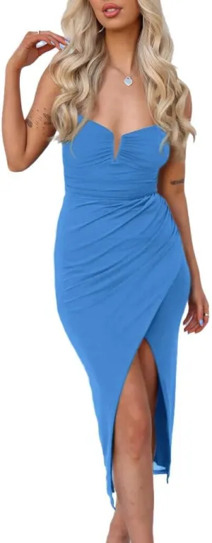 Spaghetti Straps V Neck Homecoming Dresses with Silt Short Chiffon Prom Cocktail Gowns for Teens NO47