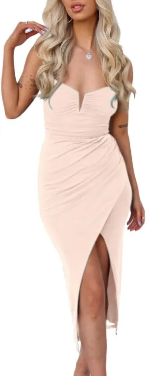 Spaghetti Straps V Neck Homecoming Dresses with Silt Short Chiffon Prom Cocktail Gowns for Teens NO47