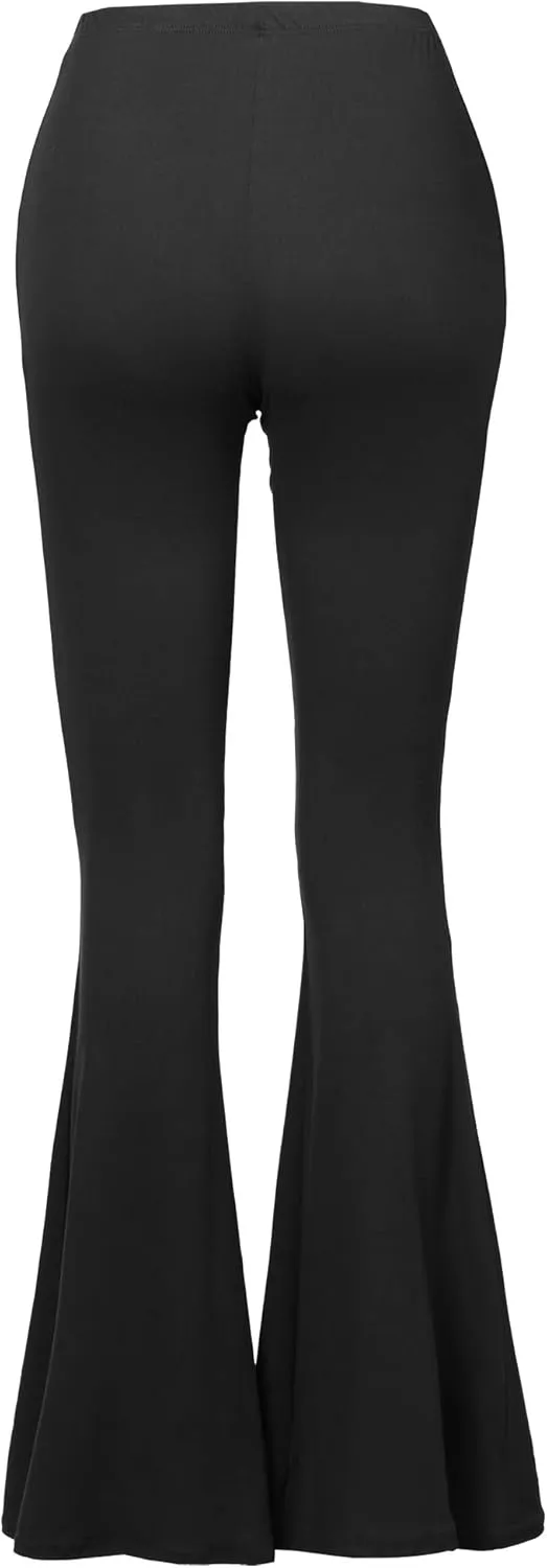 SSOULM Women's Stretchy Wide Leg High Waist Bell Bottom Flare Pants with Plus Size