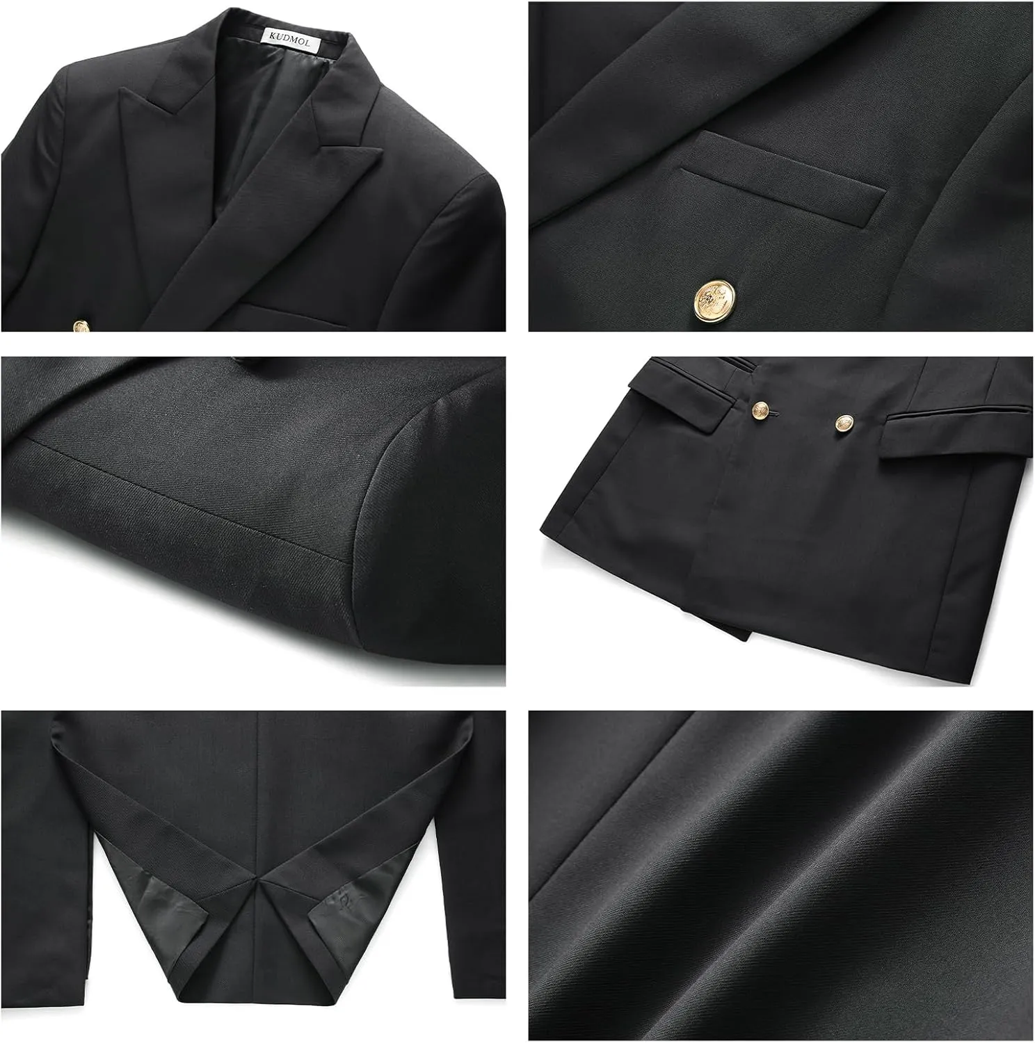 Suit for Men Solid Double Breasted 2 Piece Tuxedo Set Regular Fit Peak Lapels Jacket and Pants