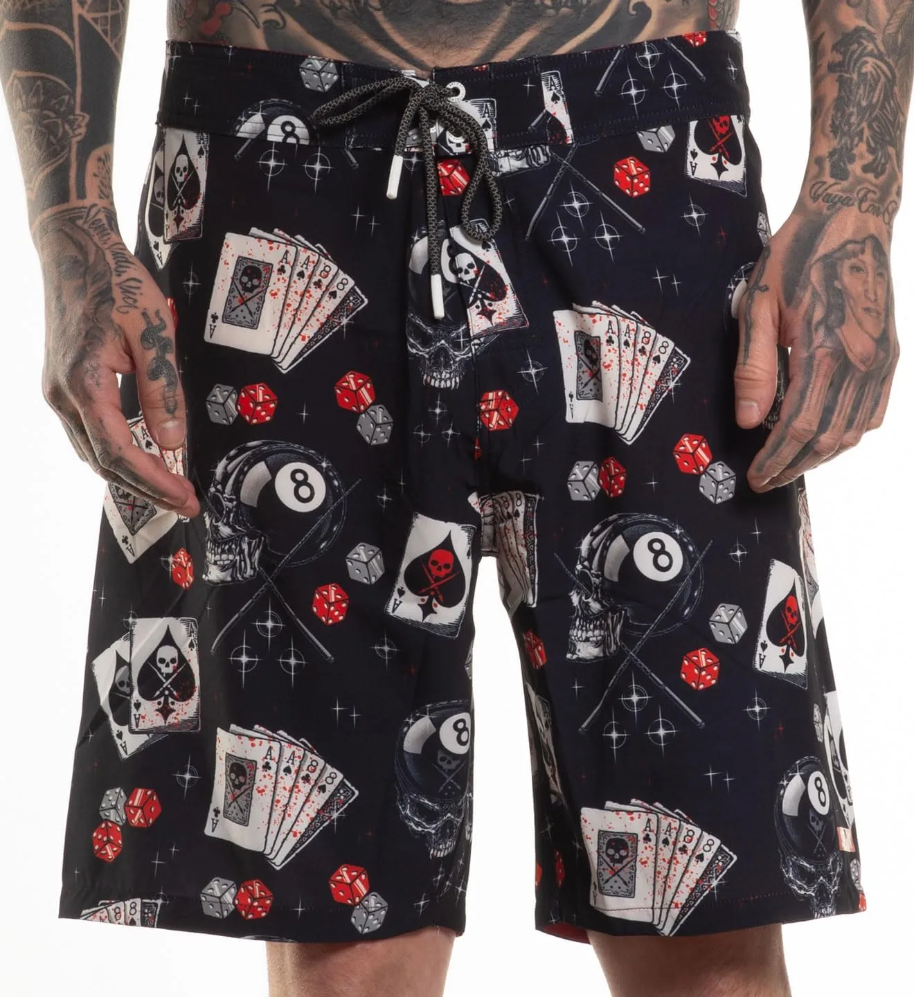 Sullen Eightball Tattoo Lifestyle Graphic Swim Boardshorts Black