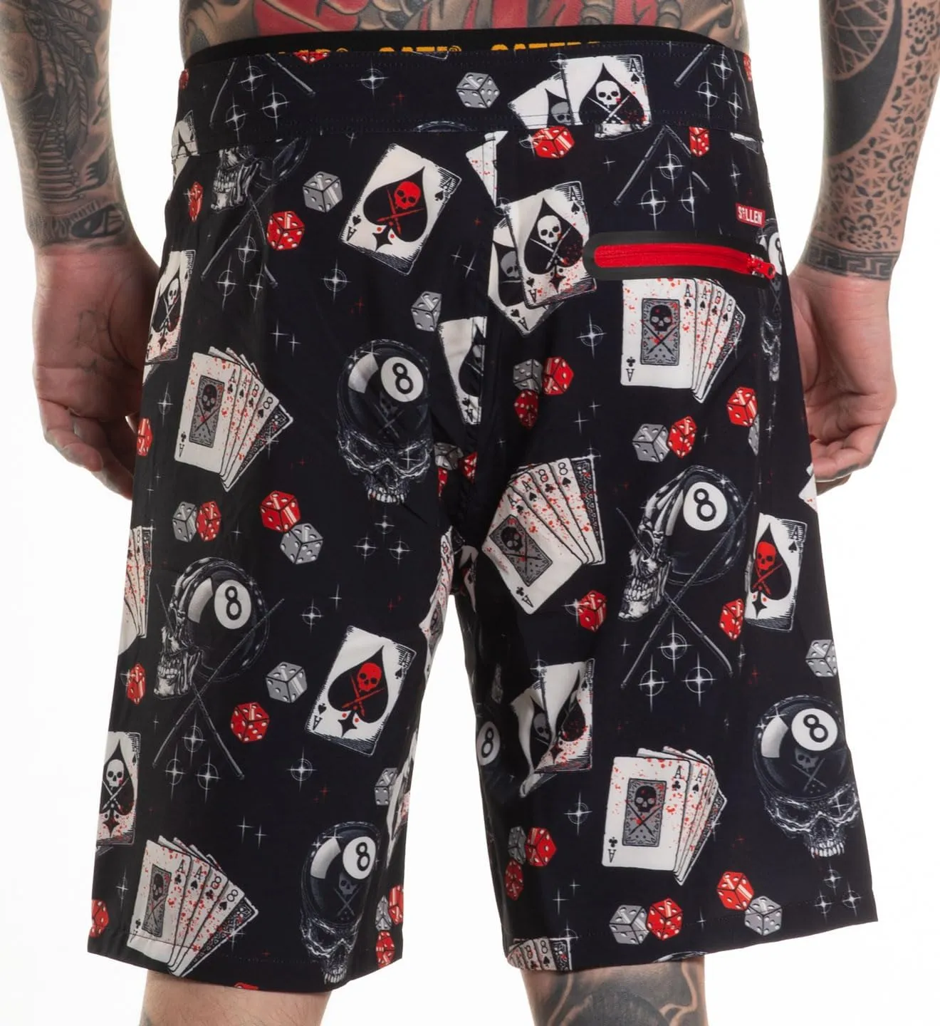 Sullen Eightball Tattoo Lifestyle Graphic Swim Boardshorts Black
