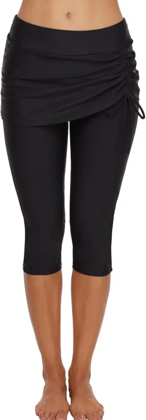 Swimming Water Pants Skirted Swim Shorts Cropped Capri Surf Leggings Wetsuit Pants UV Boardshorts for Women