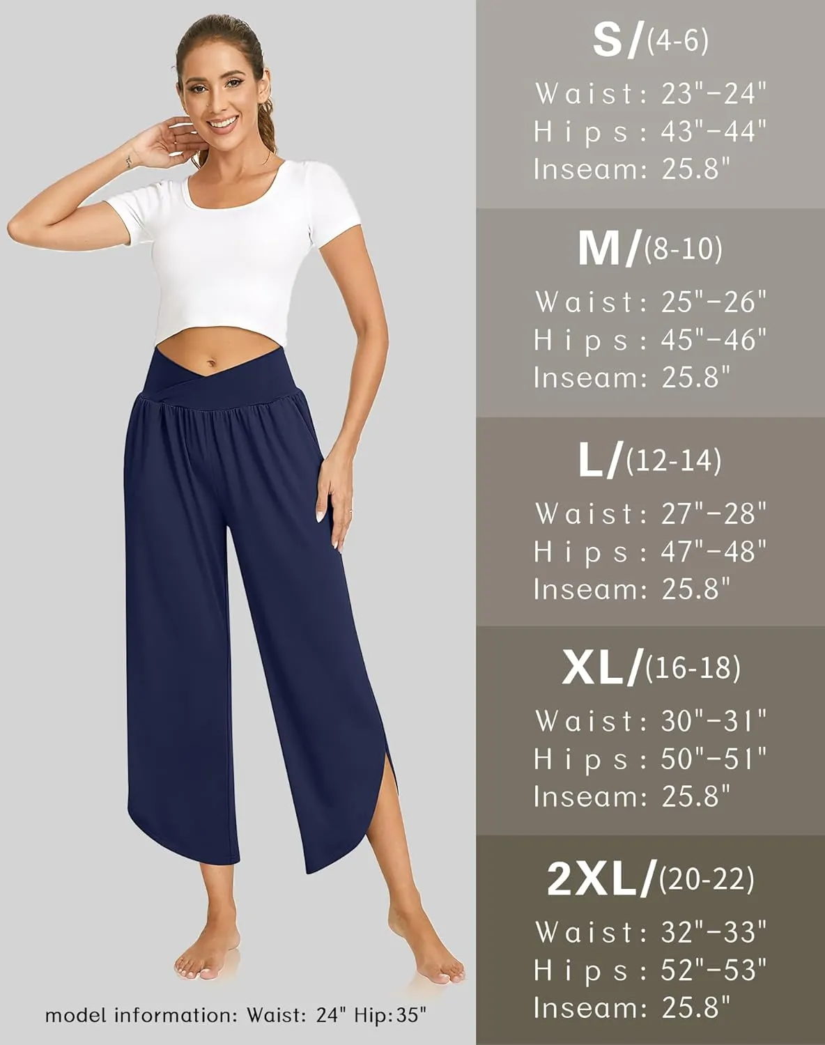 TARSE Wide Leg Pants for Women Cross High Waisted Yoga Pants Casual Lounge Joggers Loose fit Pajama Bottoms with Pockets
