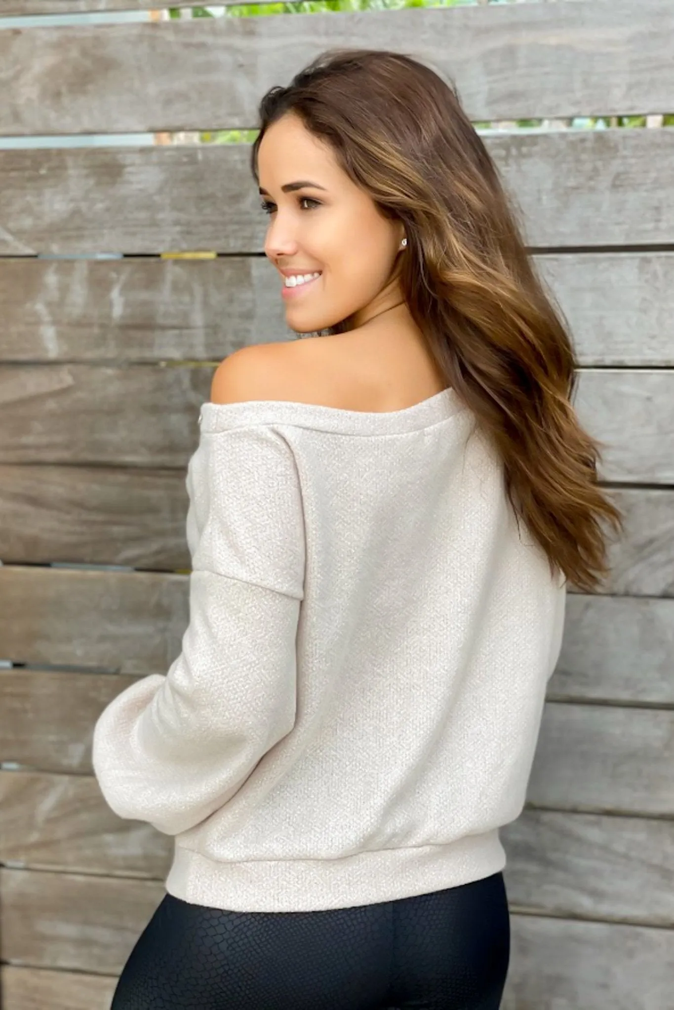 Taupe Sweater with Button Detail