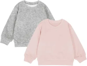 Teach Leanbh Toddler Baby Boys Girls 2 Pack Sweatshirt Crewneck Cotton Long Sleeve Solid Color Pullover Tops