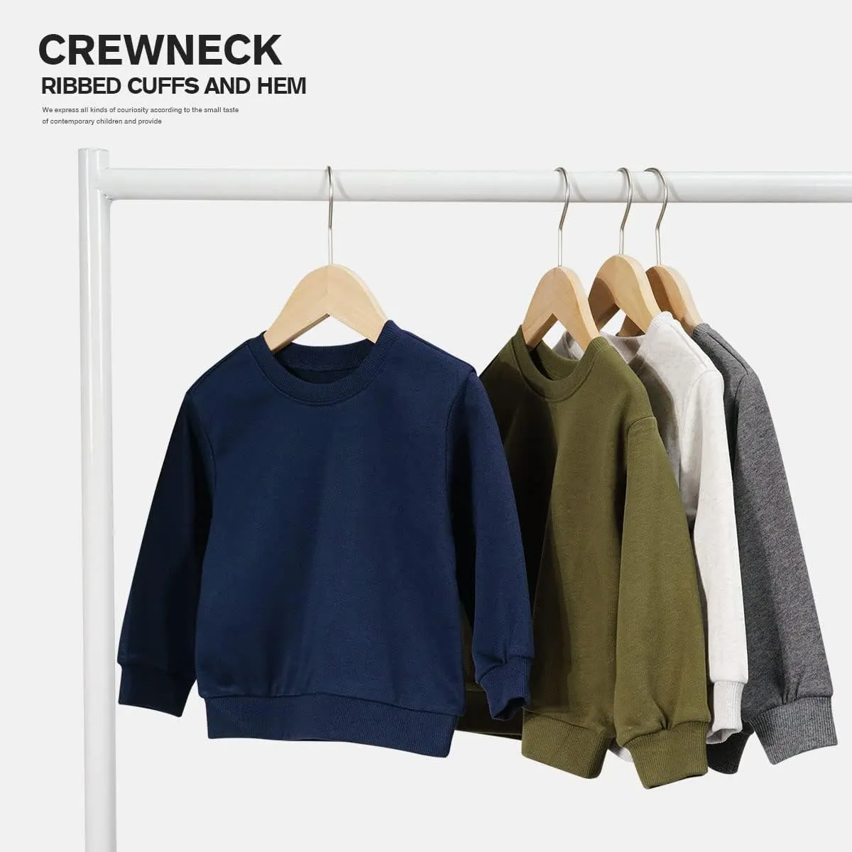Teach Leanbh Toddler Baby Boys Girls 2 Pack Sweatshirt Crewneck Cotton Long Sleeve Solid Color Pullover Tops