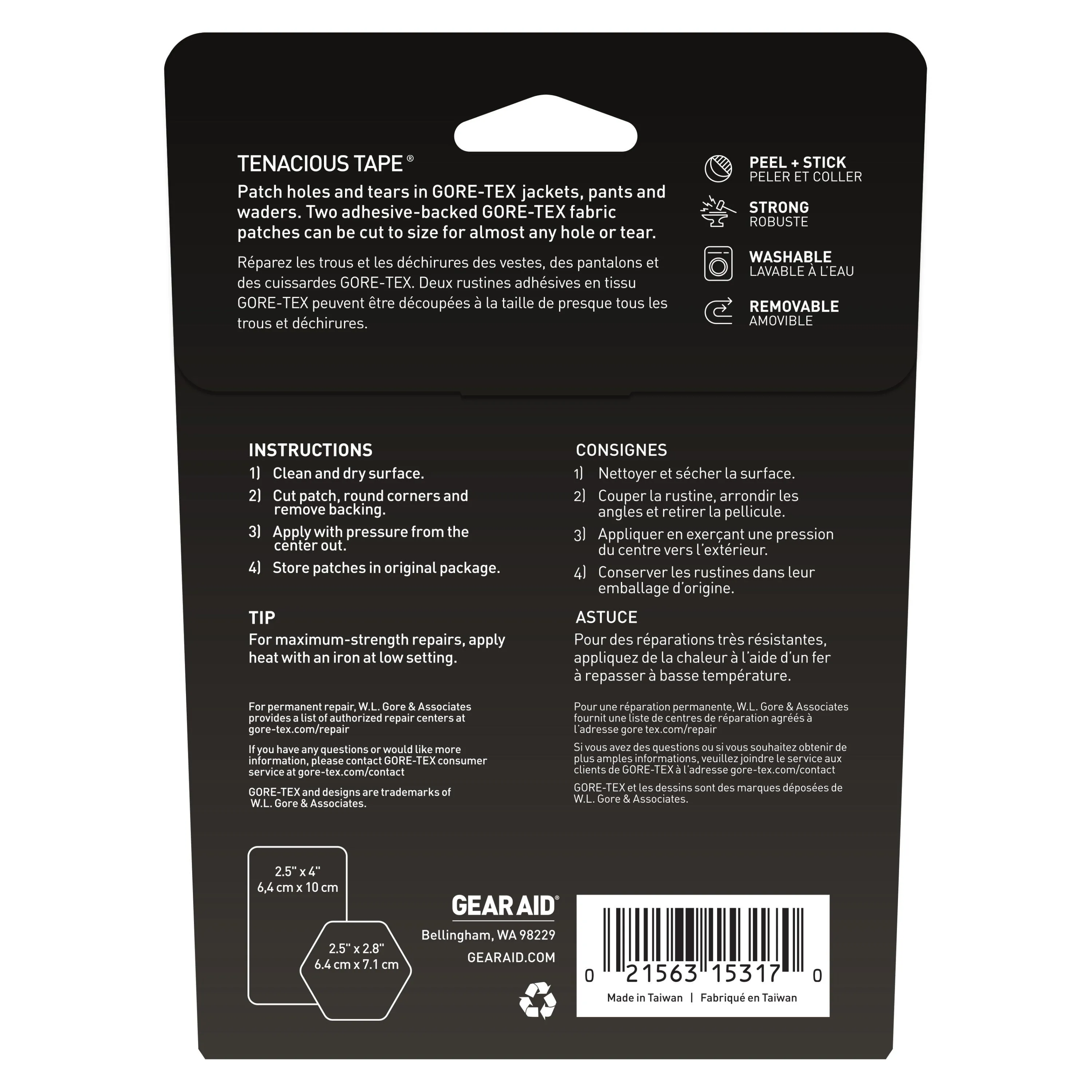 Tenacious Tape GORE-TEX Fabric Patches - Hex & Rect