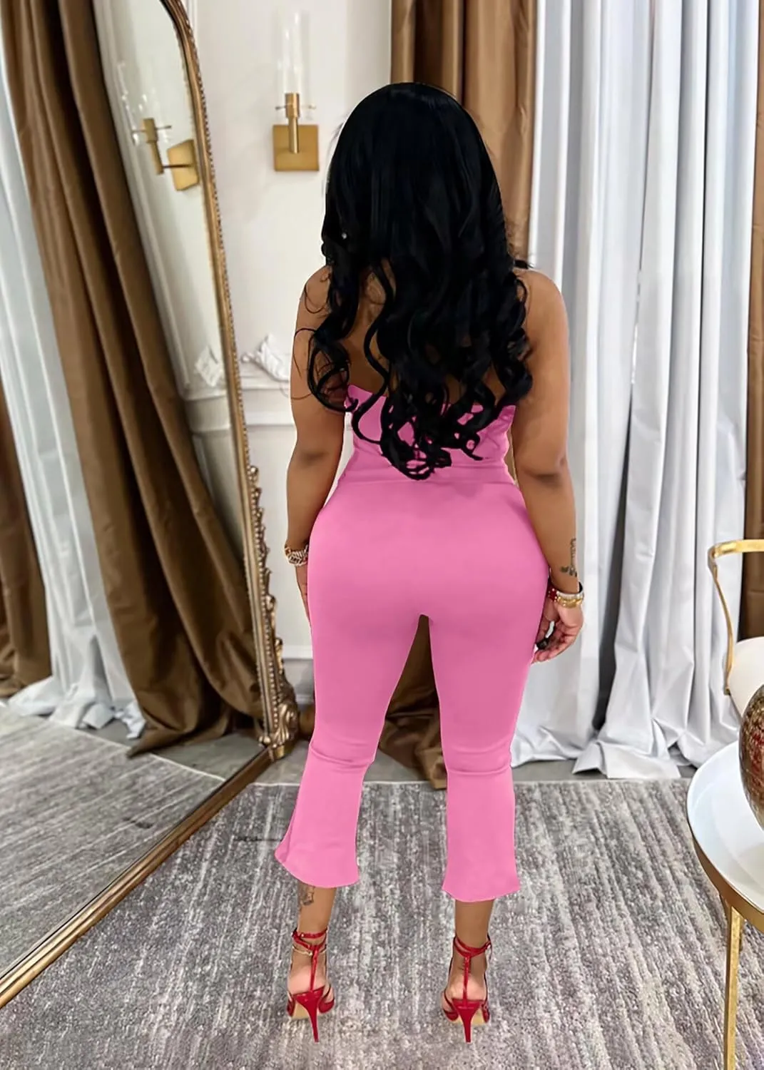 ThusFar Women 2 Piece Sets Halter Tops Flared Pants Outfits Sexy 2025 Summer Tracksuit Y2k Bodycon Jumpsuit Clubwear