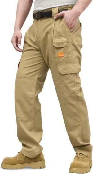 Titicaca Men's FR Cargo Pants Flame Resistant Pants Lightweight 7.5oz 100% Cotton Fire Retardant Elastic Waist Pants