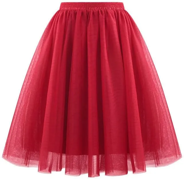 Tulle Midi Skirt Women Flowy Layered Skirt Ballet Skirt Evening Formal