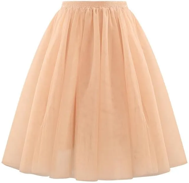 Tulle Midi Skirt Women Flowy Layered Skirt Ballet Skirt Evening Formal