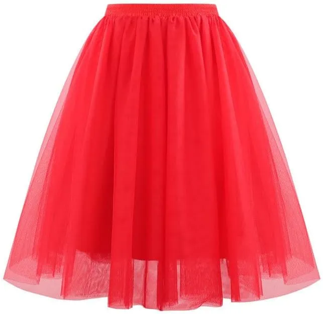Tulle Midi Skirt Women Flowy Layered Skirt Ballet Skirt Evening Formal