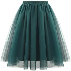 Tulle Midi Skirt Women Flowy Layered Skirt Ballet Skirt Evening Formal
