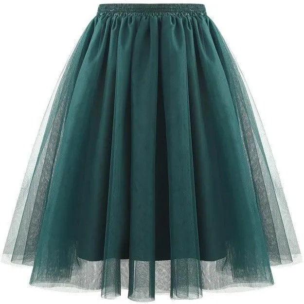 Tulle Midi Skirt Women Flowy Layered Skirt Ballet Skirt Evening Formal