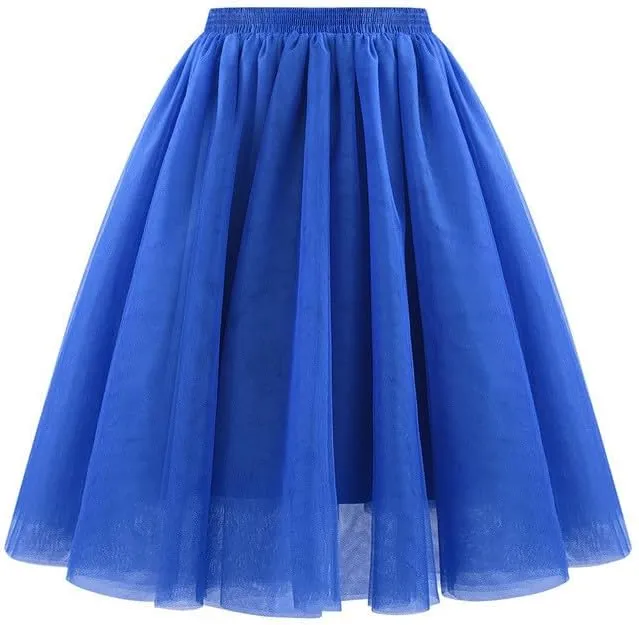 Tulle Midi Skirt Women Flowy Layered Skirt Ballet Skirt Evening Formal