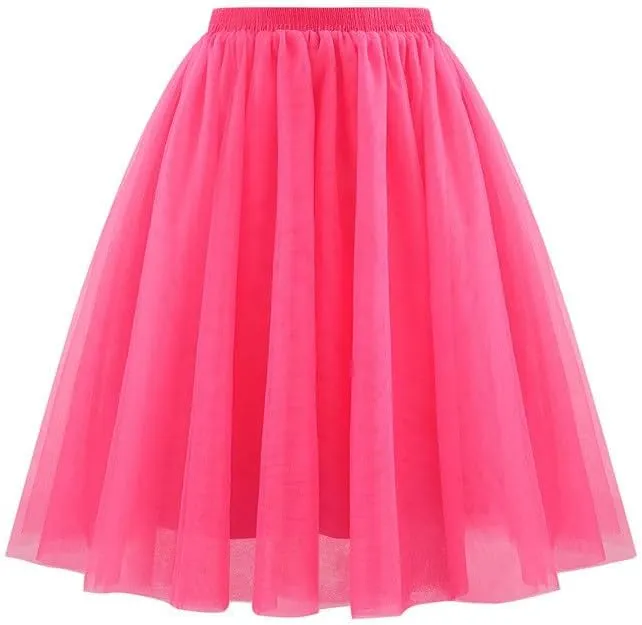 Tulle Midi Skirt Women Flowy Layered Skirt Ballet Skirt Evening Formal