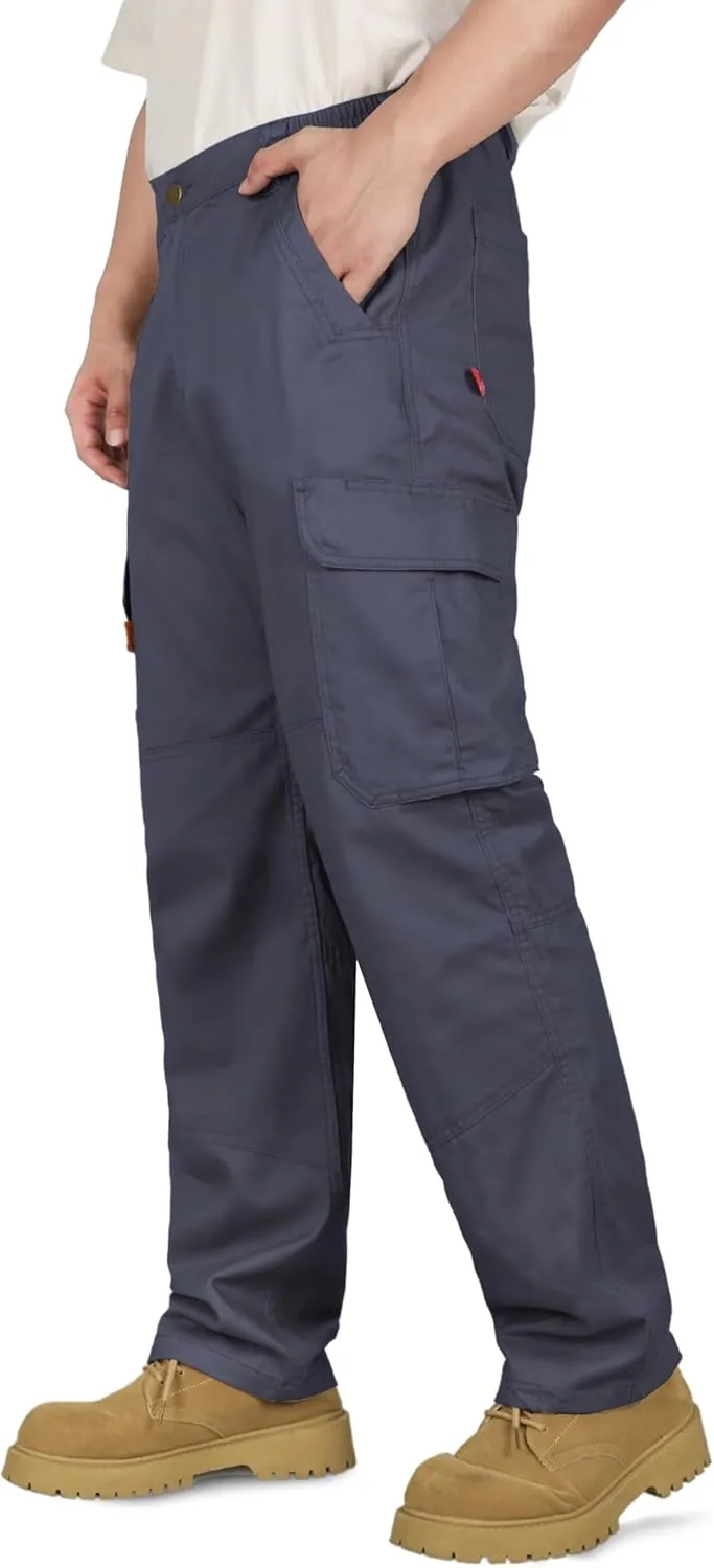 VATRENUS Men's FR Cargo Pants Flame Resistant Pants Lightweight 7.5oz 100% Cotton Fire Retardant Elastic Waist Pants