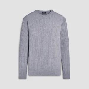 Waffle Knit Cotton Cashmere Crew Neck Sweater