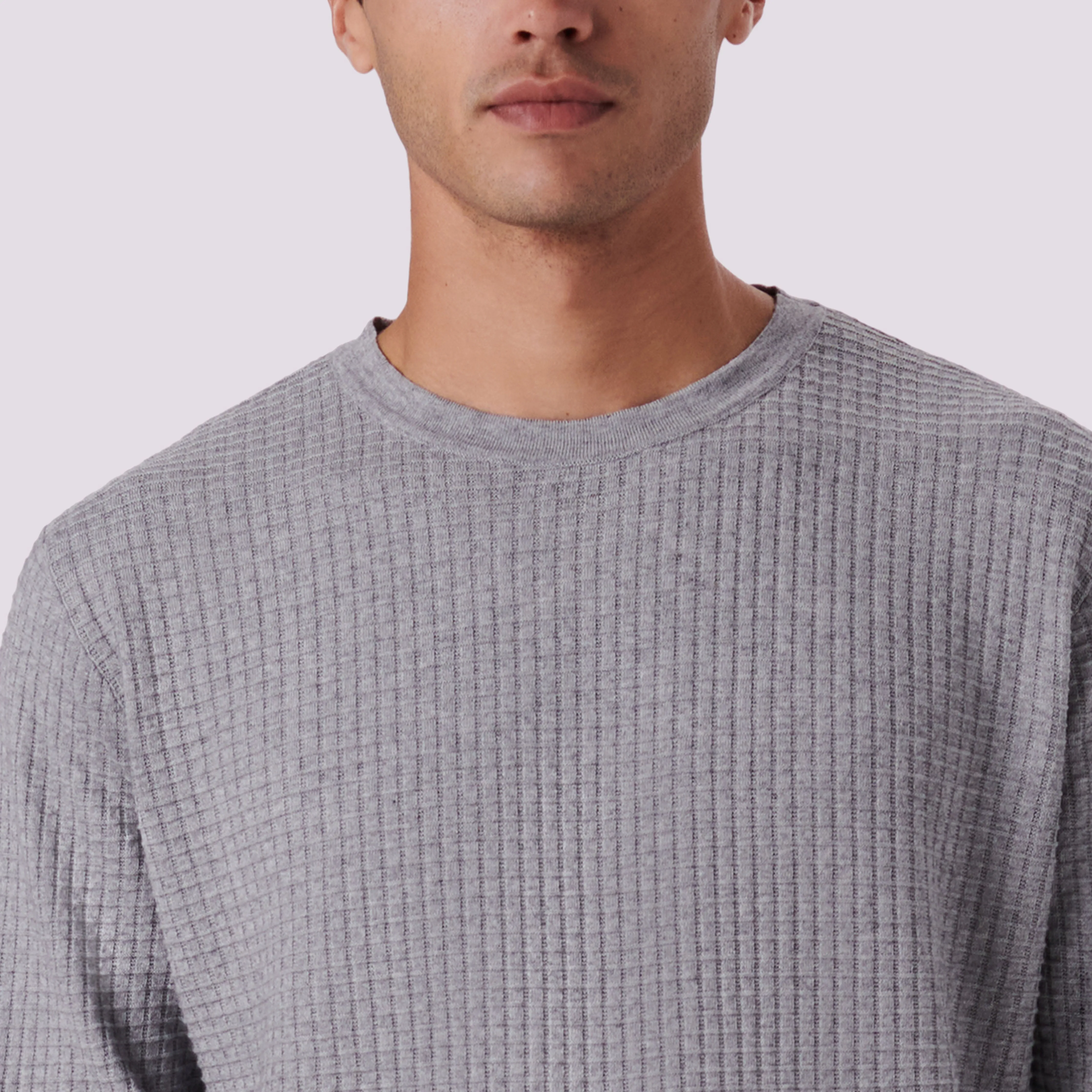 Waffle Knit Cotton Cashmere Crew Neck Sweater