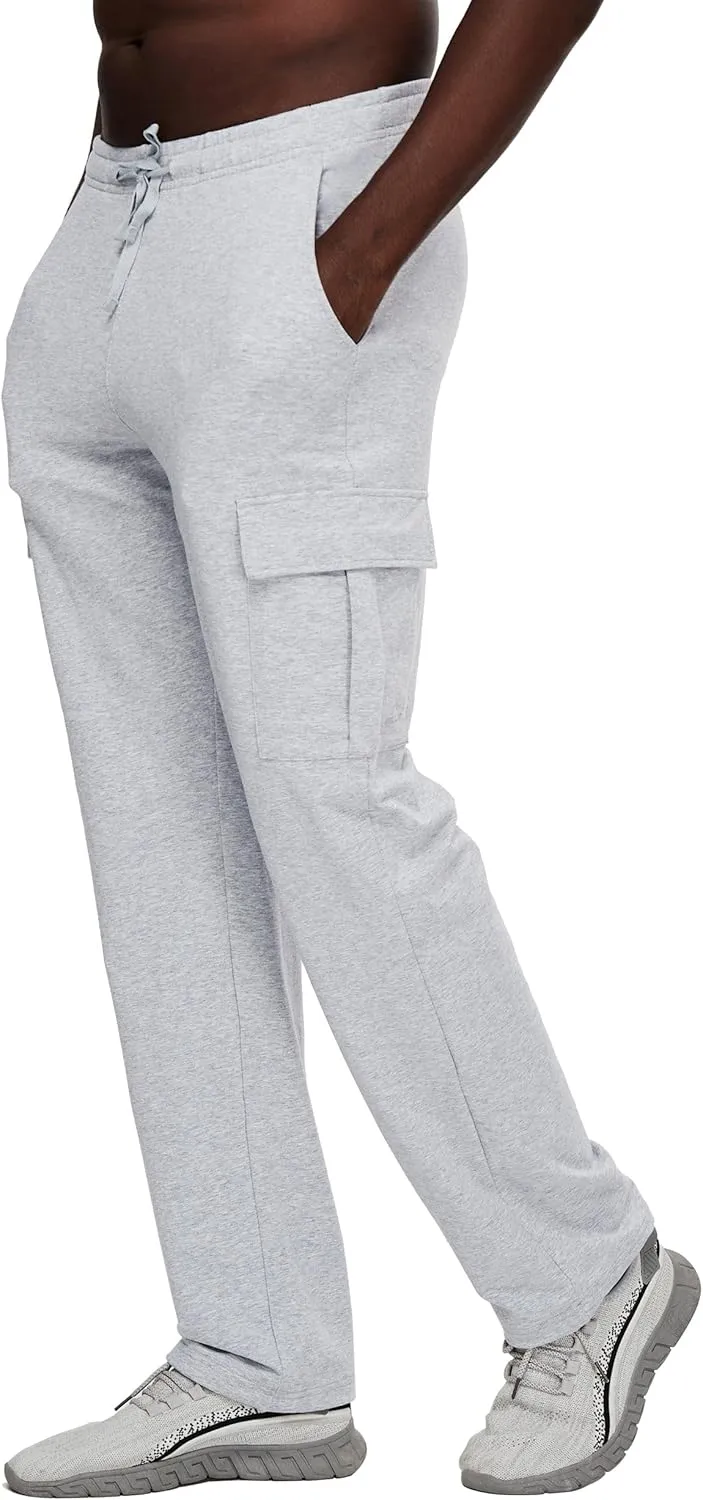 Willit Men's Cotton Yoga Sweatpants Athletic Lounge Pants Cargo Open Bottom Joggers Straight Leg Casual with Pockets
