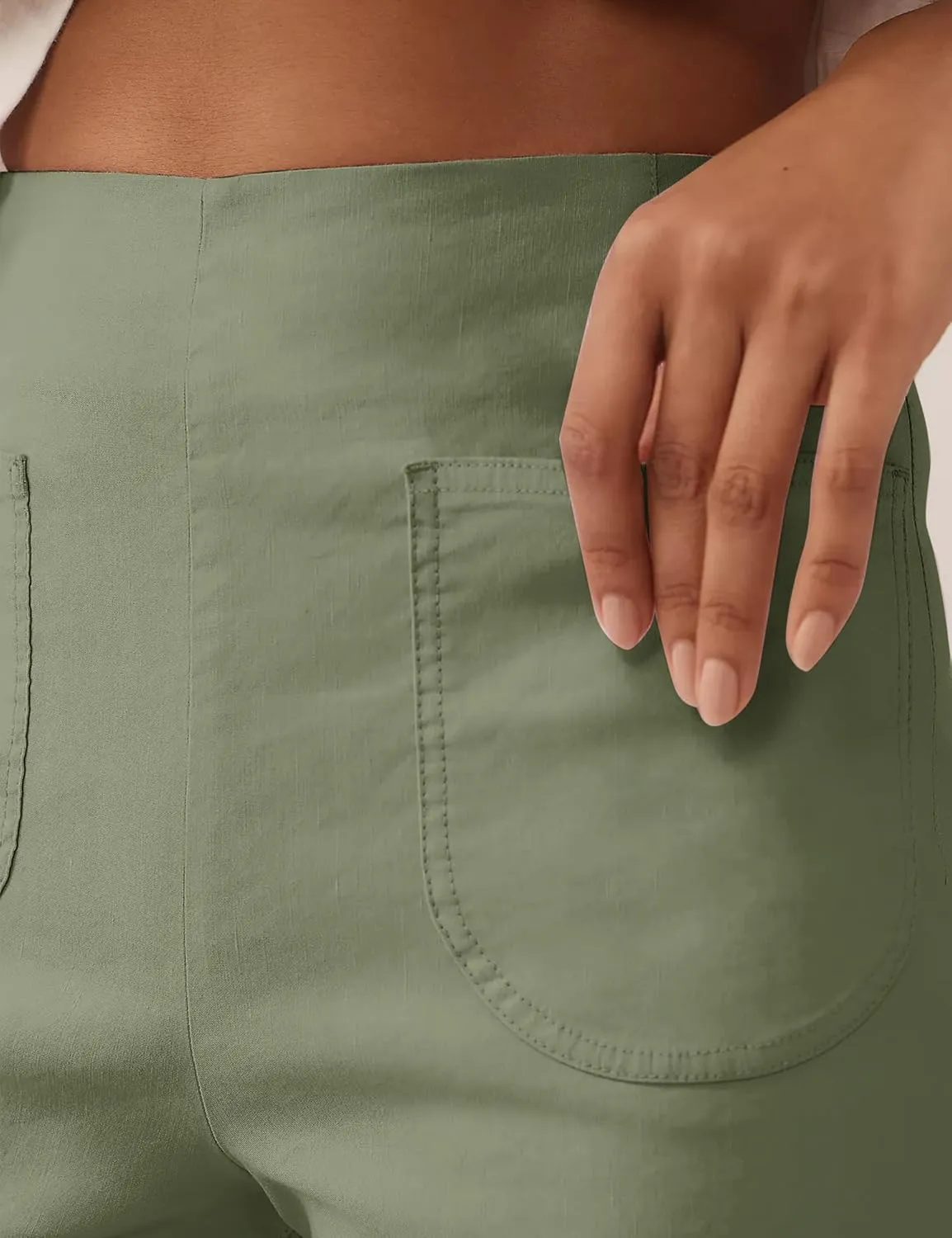 Women's Colette Flare Wide Leg Pants Summer Casual High Waist Ruffle Cropped Hem Loose Fit Trousers with Pockets