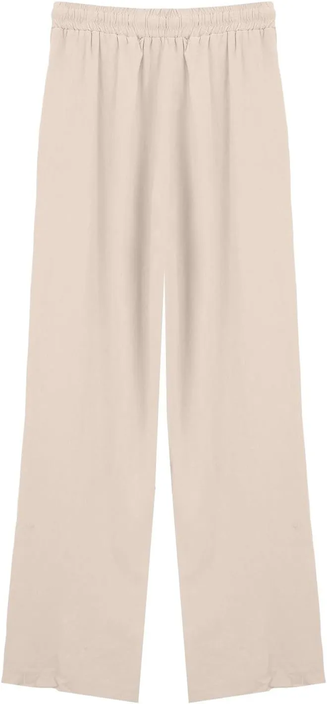 Womens Cotton Linen Pants High Waist Wide Leg Palazzo Pants 2025 Summer Casual Loose Flowy Beach Trousers Outfits
