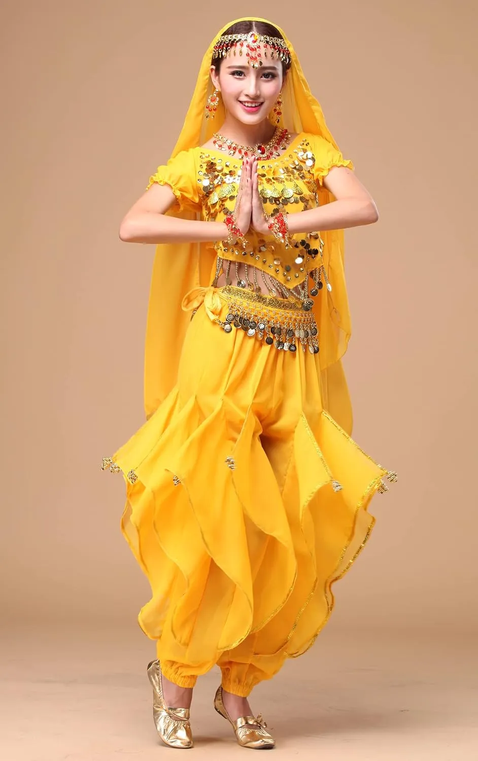 Women's Halloween Costume Set Belly Dance Crop Top Pleated Harem Pants for Dress