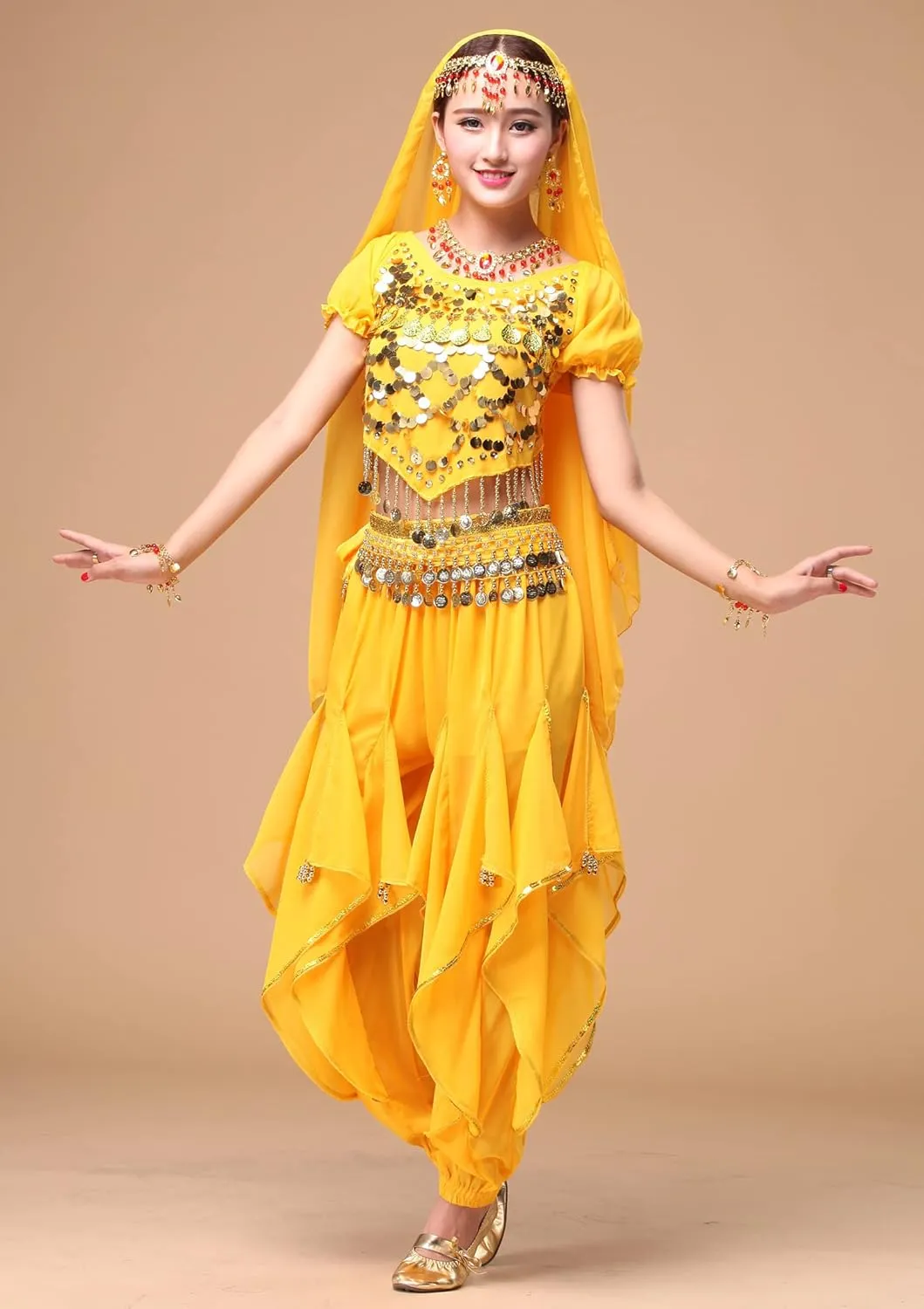 Women's Halloween Costume Set Belly Dance Crop Top Pleated Harem Pants for Dress