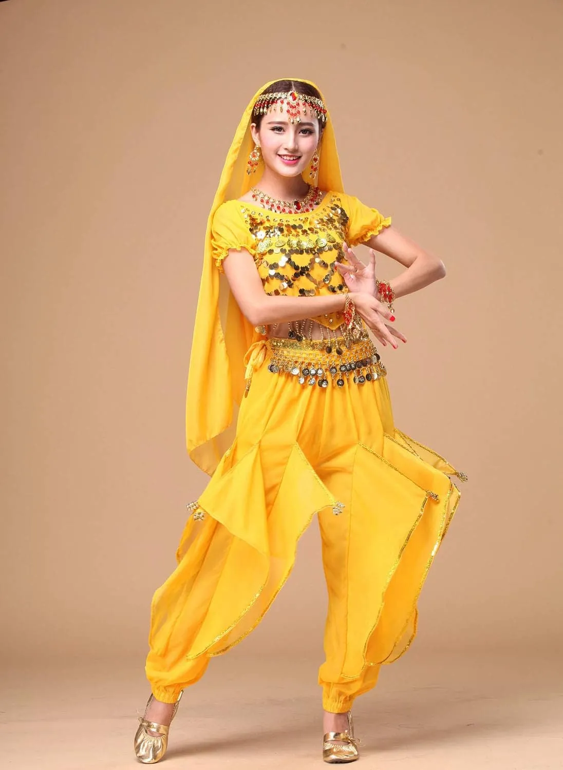 Women's Halloween Costume Set Belly Dance Crop Top Pleated Harem Pants for Dress