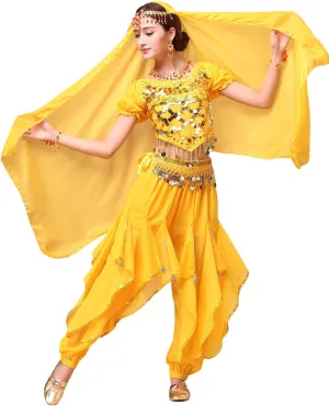 Women's Halloween Costume Set Belly Dance Crop Top Pleated Harem Pants for Dress