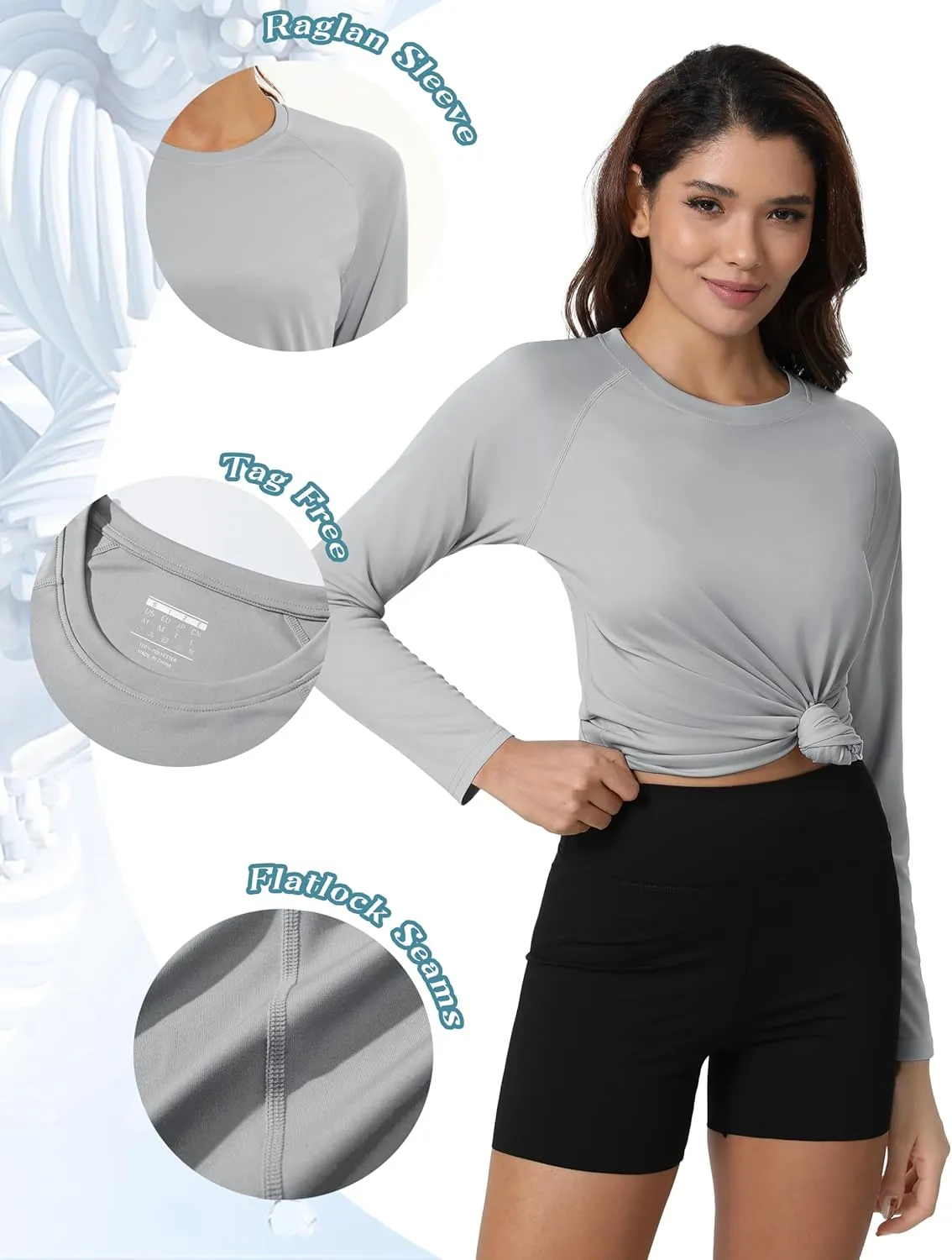 Women's Long Sleeve Shirt UPF 50  UV Sun Protection Rash Guard Lightweight Quick Dry Hiking Workout Tops