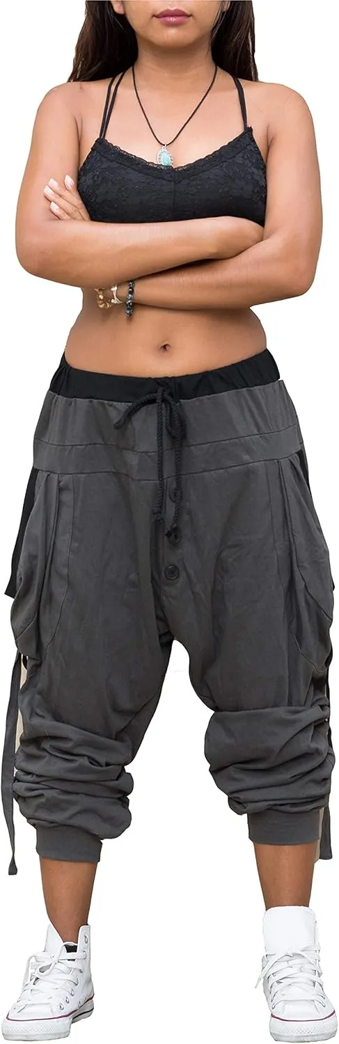 Women's Loose Harem Lounge Pants with Pockets Yoga Cotton Elastic Waist Joggers Baggy Trousers