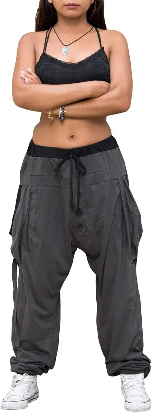 Women's Loose Harem Lounge Pants with Pockets Yoga Cotton Elastic Waist Joggers Baggy Trousers