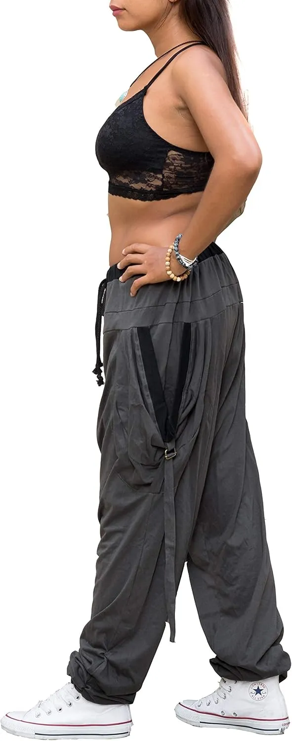 Women's Loose Harem Lounge Pants with Pockets Yoga Cotton Elastic Waist Joggers Baggy Trousers