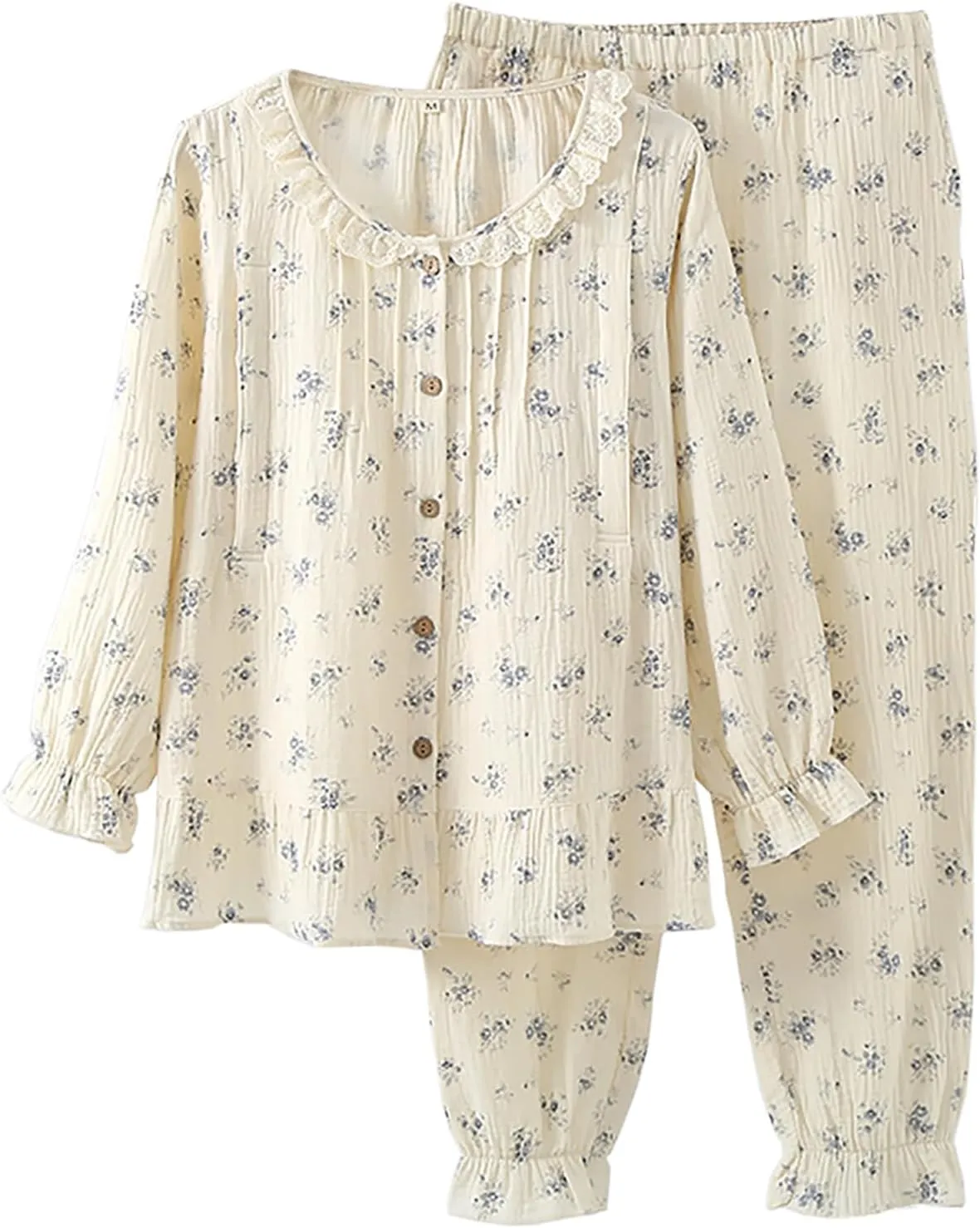 Womens Postpartum Maternity Pajamas 2 Piece Sets Ruffle Long Sleeve Nursing Tops with Pockets and Pants