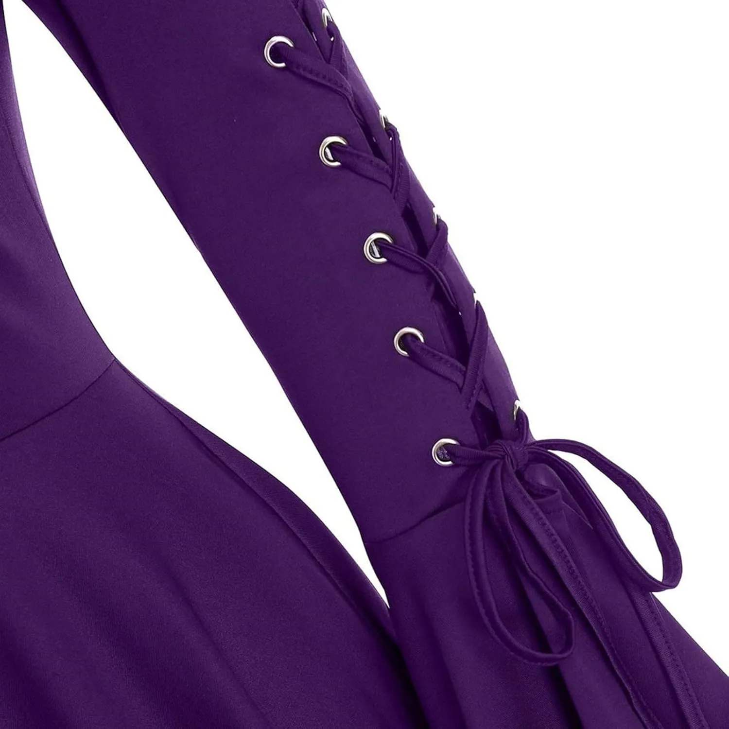 Womens Renaissance Costumes Medieval Cosplay Asymmetrical Cloak Lace Up Vintage Pullover High Low Long Hoodie Dress