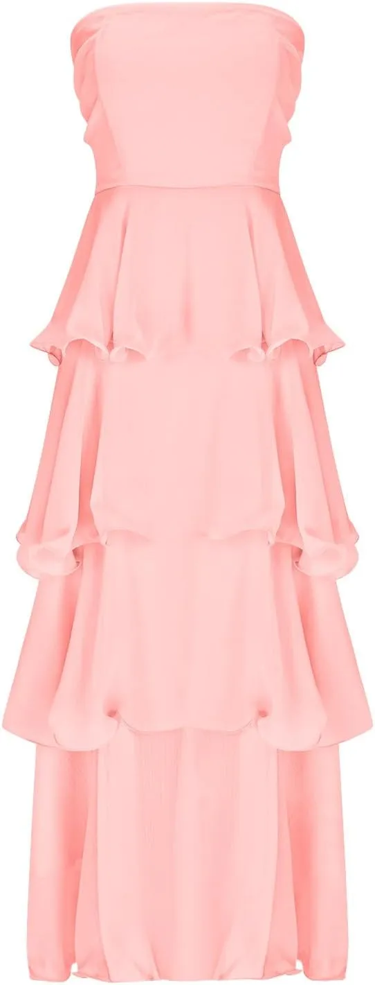 Women's Summer Dress Strapless Maxi Dress 2025 Casual Tube Tops Sleeveless Off Shoulder Tiered Beach Boho Sundress