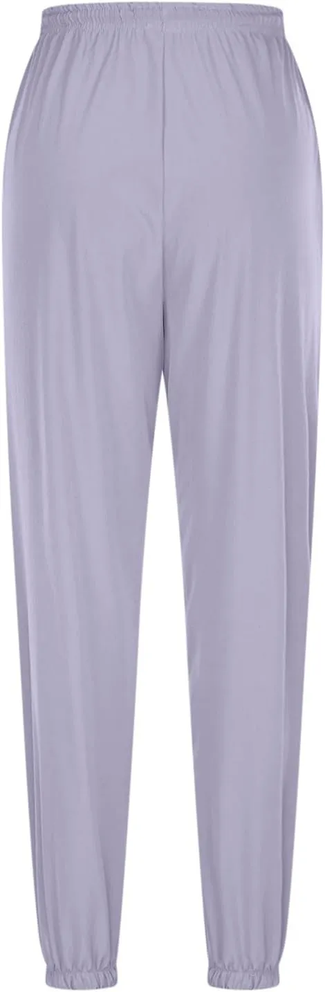 Womens Summer Pants Drawstring High Waist Athletic Pants Loose Fit Comfy Casual Workout Trousers with Pockets 2025