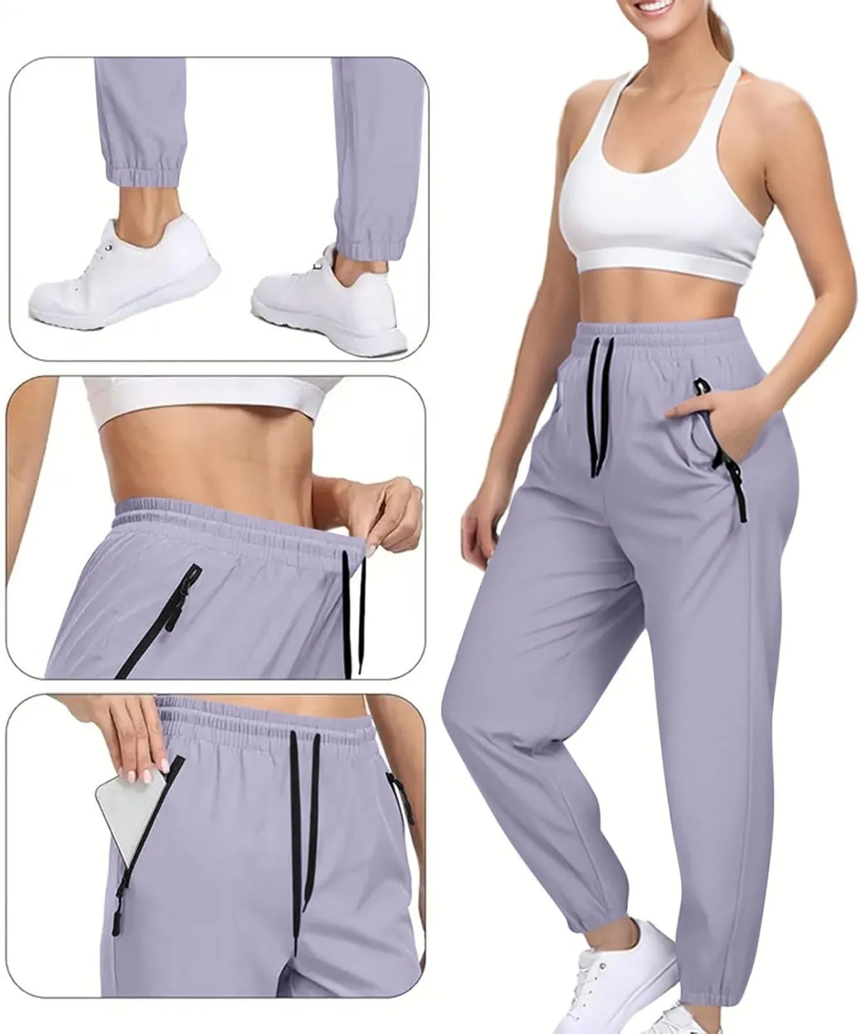 Womens Summer Pants Drawstring High Waist Athletic Pants Loose Fit Comfy Casual Workout Trousers with Pockets 2025