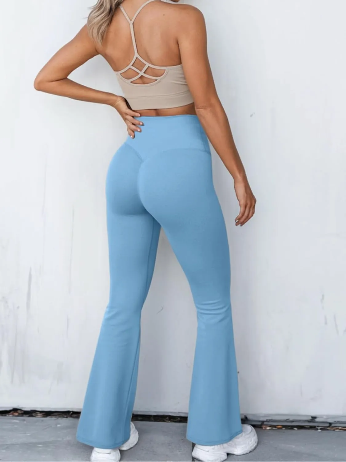 Womens Yoga Pants Women High Waist Waist Athletic Flare Yoga Leggings with Side Pockets Bell Bottom