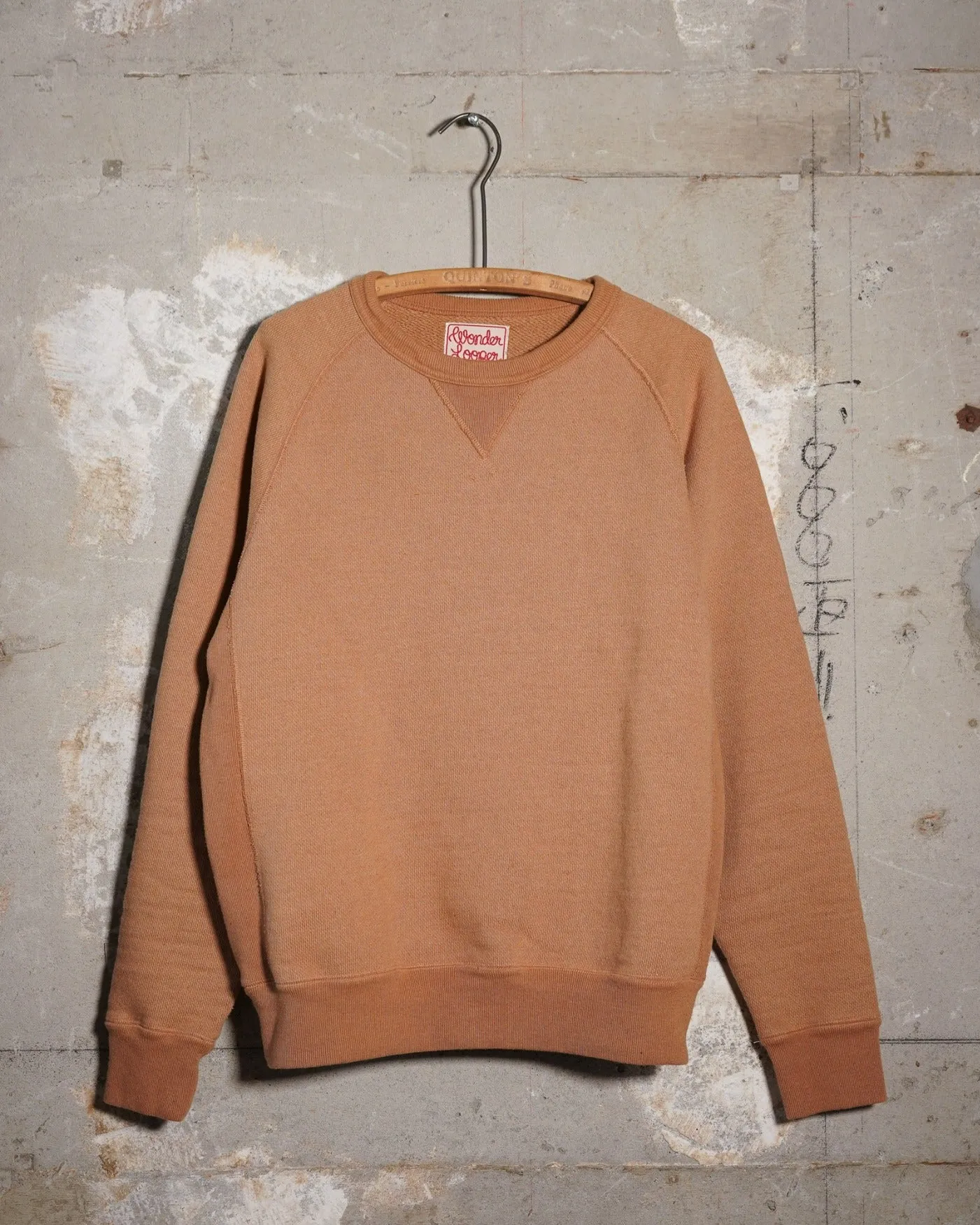 Wonder Looper 825gsm Double Heavyweight French Terry Foxfibre® Pullover Crew Neck - Coyote 80
