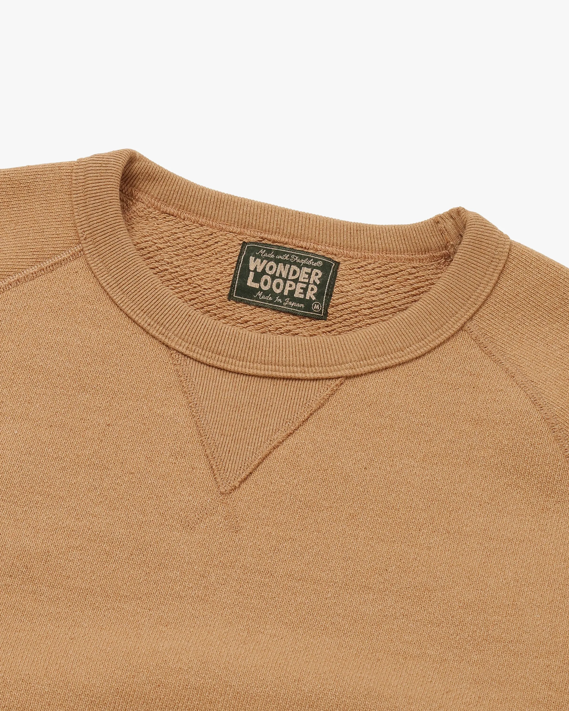 Wonder Looper 825gsm Double Heavyweight French Terry Foxfibre® Pullover Crew Neck - Coyote 80