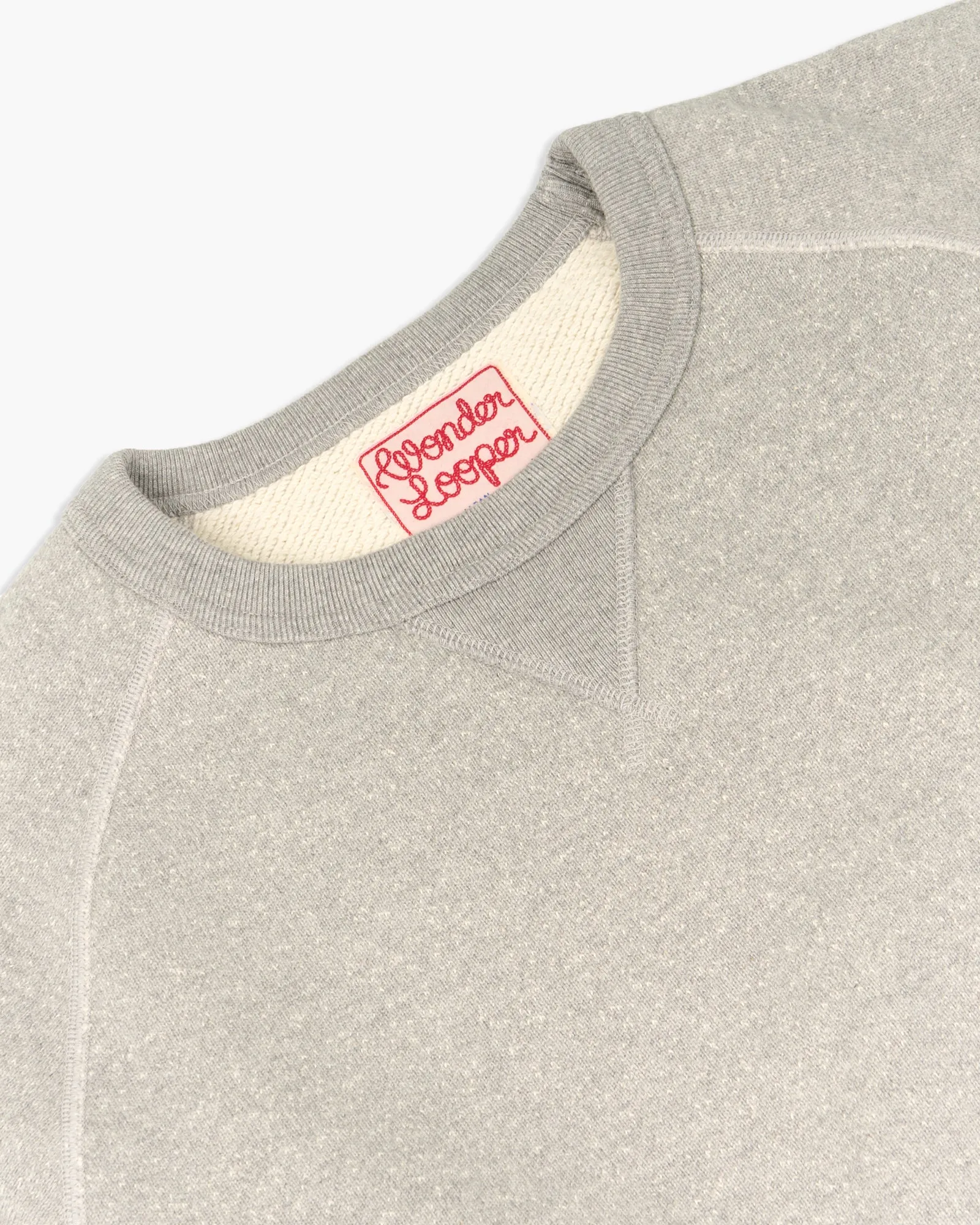 Wonder Looper 876gsm Double Heavyweight French Terry Pullover Crew Neck - Heather Grey