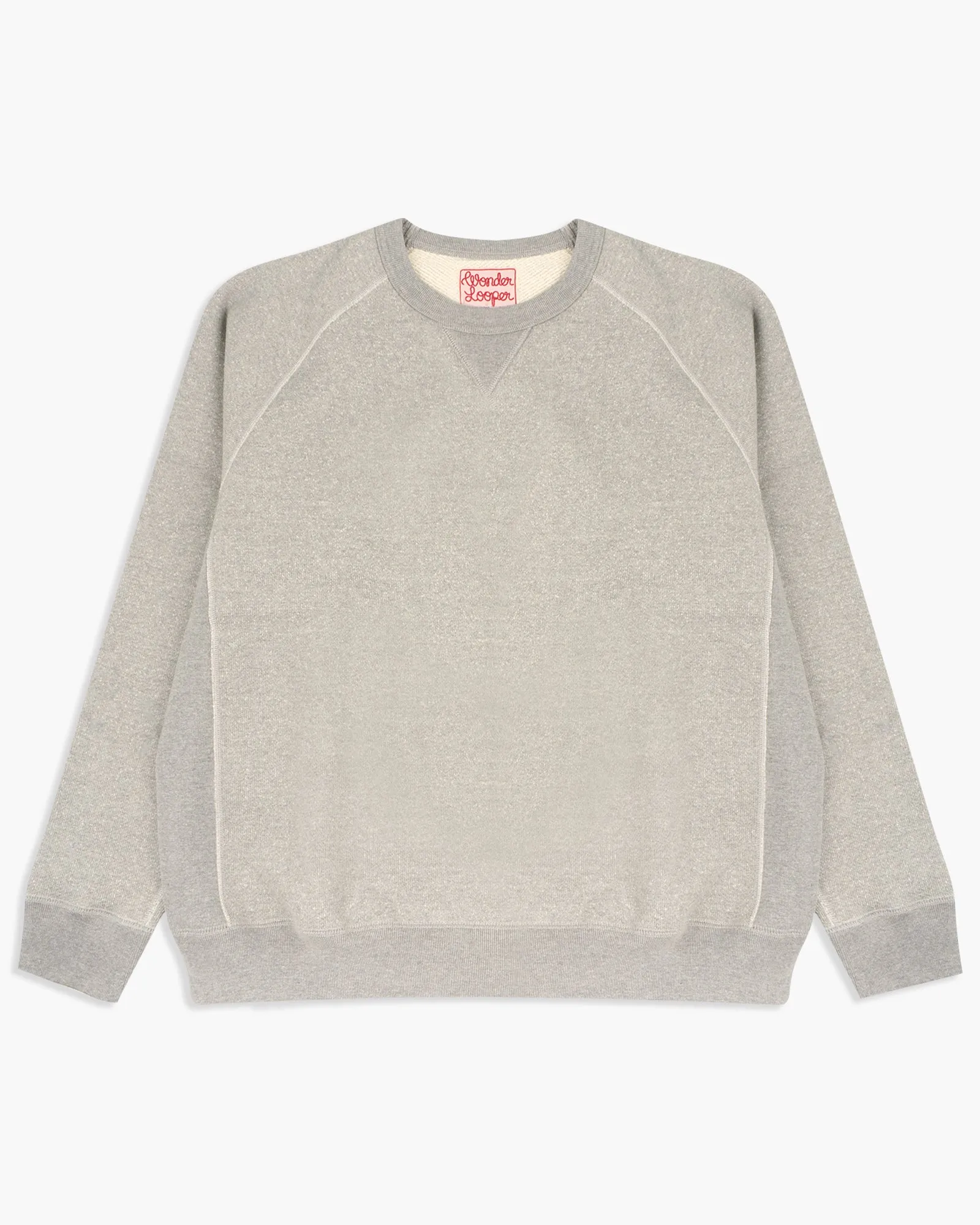 Wonder Looper 876gsm Double Heavyweight French Terry Pullover Crew Neck - Heather Grey